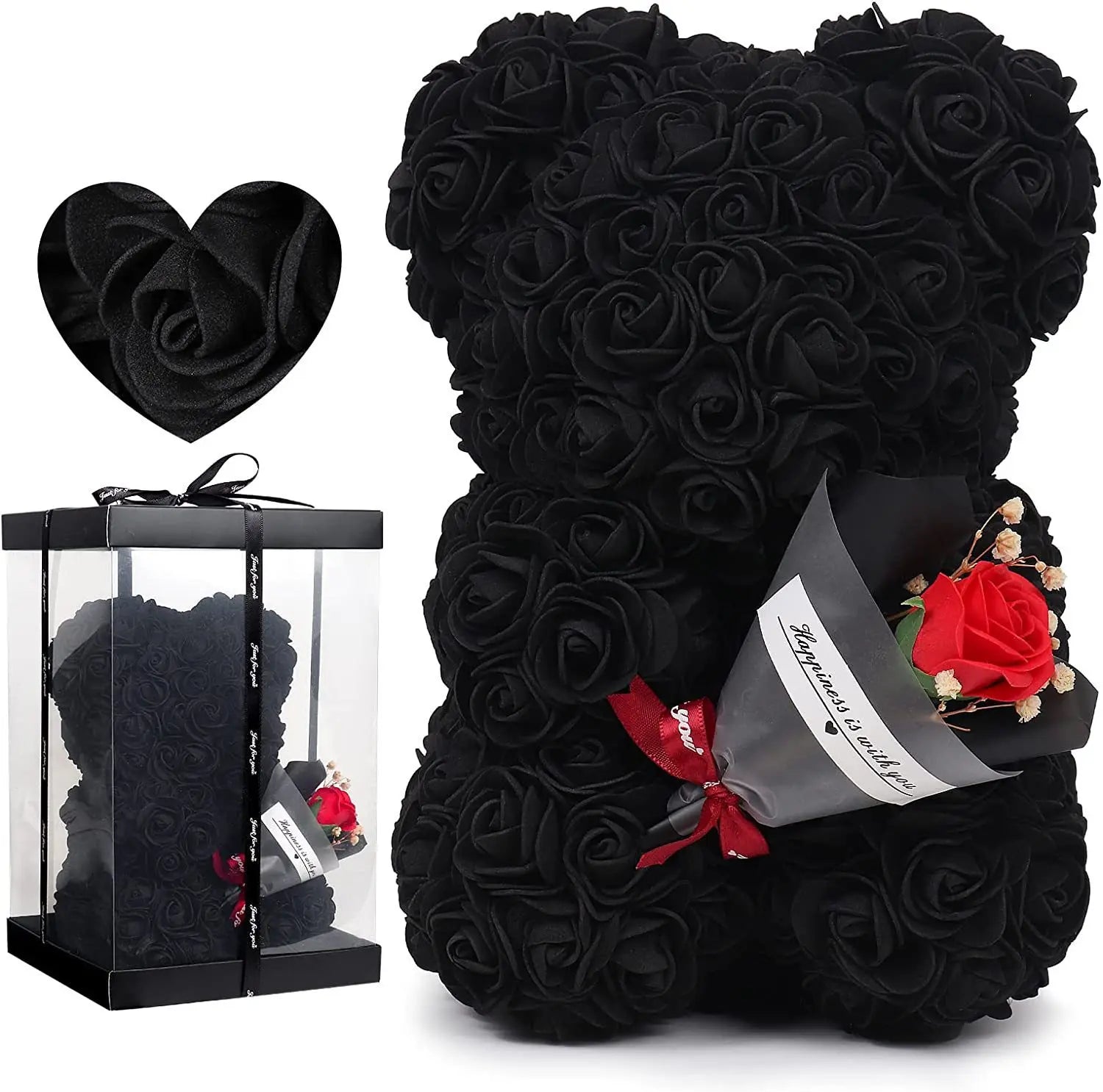 Eternal Rose Teddy Bear Artificial Flower Silk Hybrid Bouquet